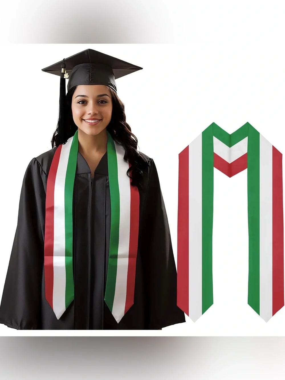 Italy Flag Graduation Stole Sash for Study Aboard International Students